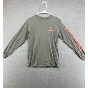 Browning Long Sleeve T-Shirt Mens S P Grey Orange Logo‎ Graphic Outdoor